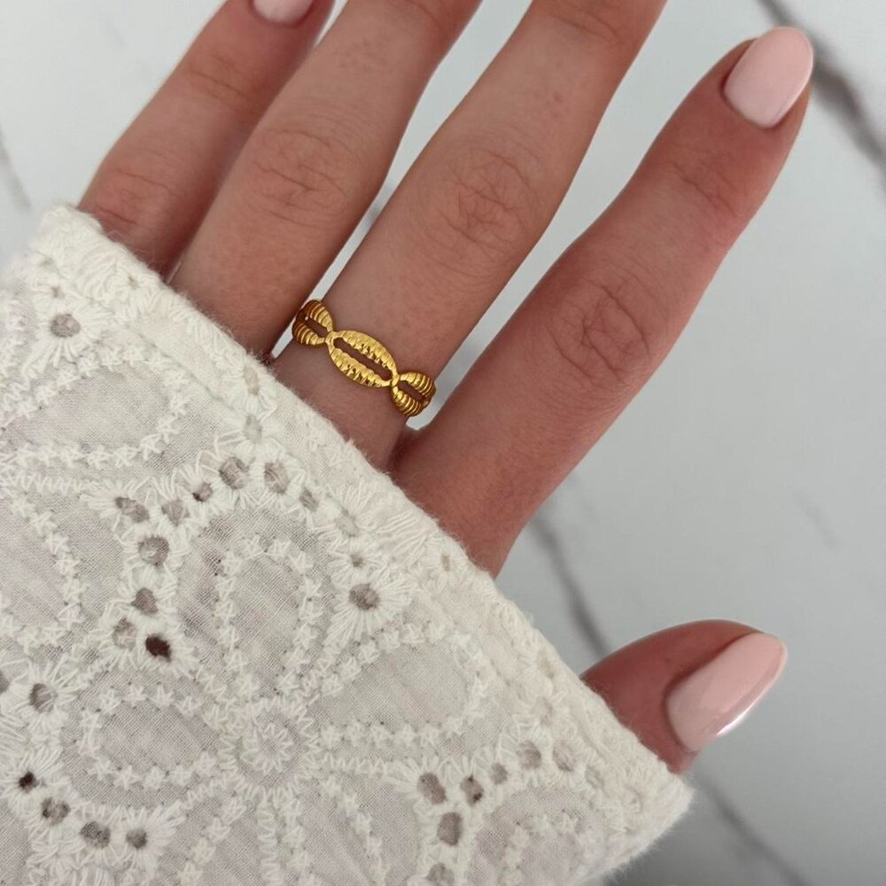 SKU0039 Retro Gold Chain Shape Women Fashion Ring Stainless‎ steel + gift bag